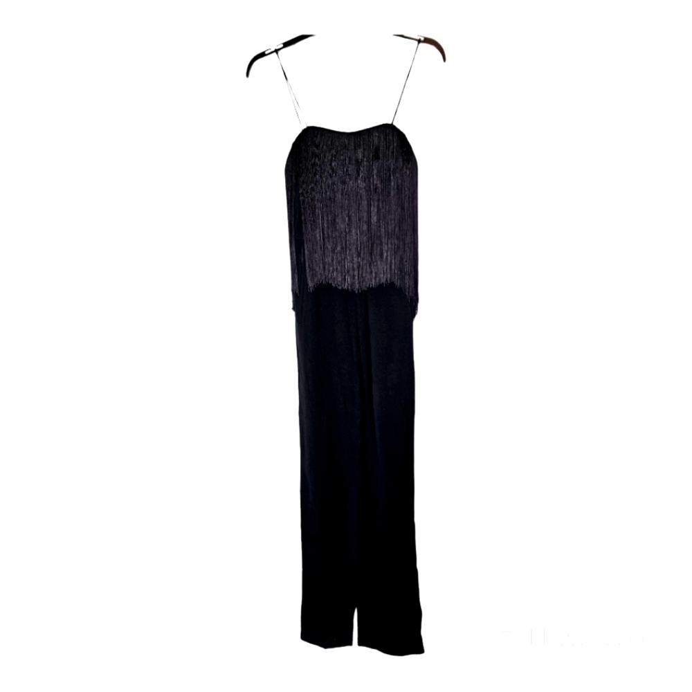 Club Monaco size 00 Fringe Jumpsuit in black NWT